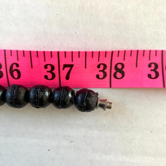 Vintage Club Monaco Black Leather Beaded Extra Long Necklace - Picture 9 of 16